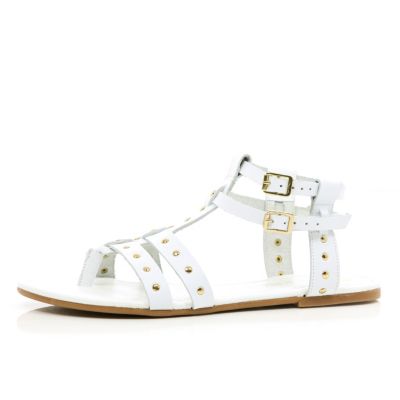 White studded gladiator sandals