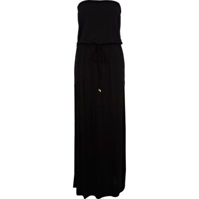 Black side split bandeau maxi dress