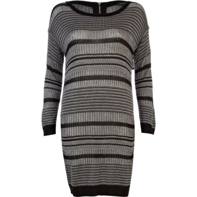 Black patterned knitted dress