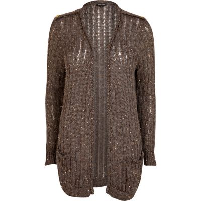 Khaki sequin cardigan