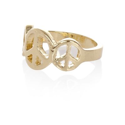 Gold tone triple peace ring 