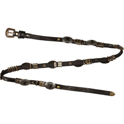 Black western skinny waist belt 