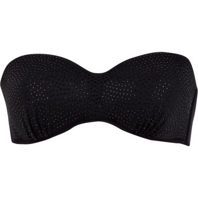 Black diamante balconette bikini top