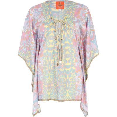 Pink Pacha printed tie up kaftan