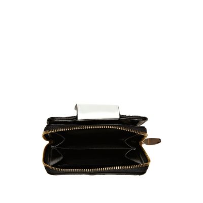 Black and white striped panel small purse