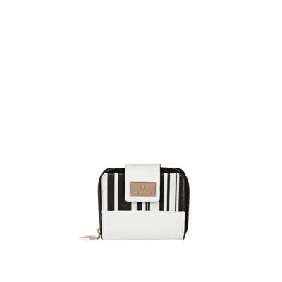 Black and white striped panel small purse