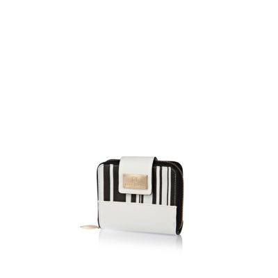 Black and white striped panel small purse