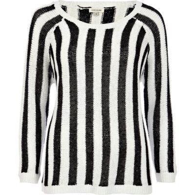 Black and white striped sequin jumper
