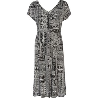 Black and white tribal print maxi dress