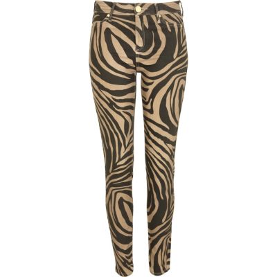 Black overdye zebra print Molly jeggings