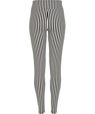 Black and white vertical stripe leggings