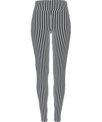 Black and white vertical stripe leggings