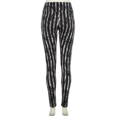 Black pattern stripe high waisted leggings