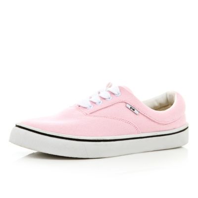 Pink canvas lace up plimsolls