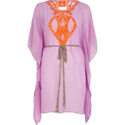 Purple Pacha neon embellished kaftan