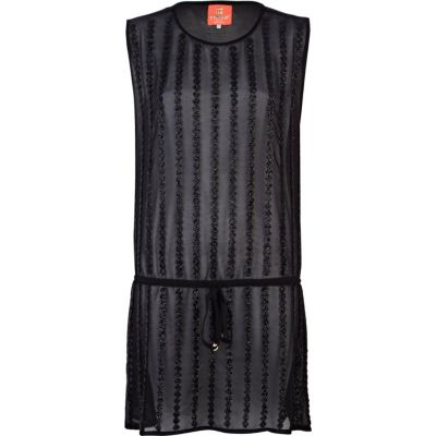 Black Pacha sheer embellished dress