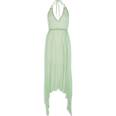 Green Pacha sheer halter neck maxi dress