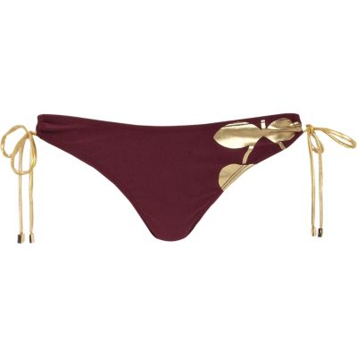 Red Pacha foil print tie side bikini bottoms