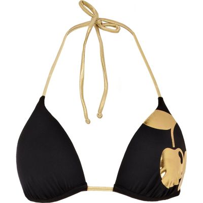 Black Pacha foil print moulded cup bikini top