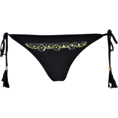 Black Pacha embellished bikini bottoms