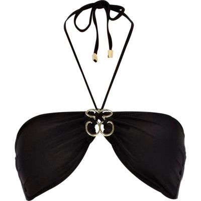 Black Pacha cherry bandeau bikini top