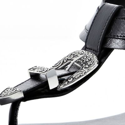 Black western buckle sandals