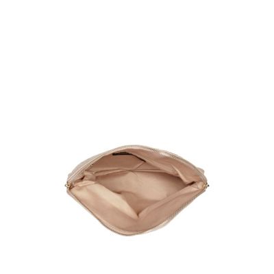 Beige snake asymmetric fold over clutch bag