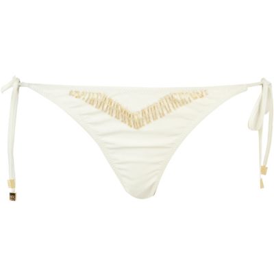 Cream Pacha embellished bikini bottoms
