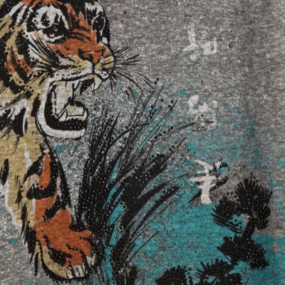 Grey marl tiger print t-shirt