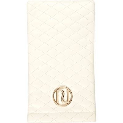 Cream quilted snap sunglasses case