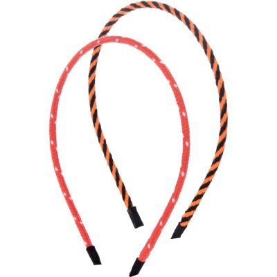 Red polka dot and stripe bungee hair bands 