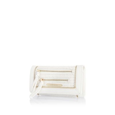 White perforated zip purse