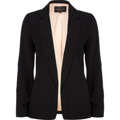 Black patch pocket unfastened blazer