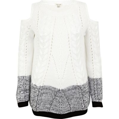 White dip dye cold shoulder jumper