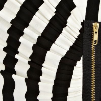 Black and white stripe midi draped dress