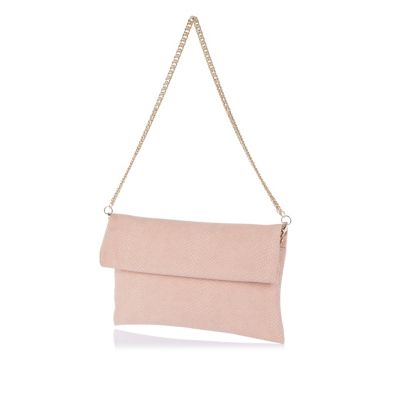 Pink foldover oversized clutch bag