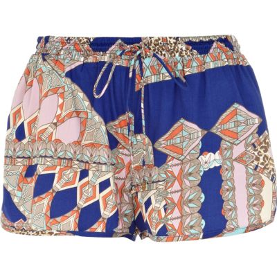 Blue Pacha geometric tribal print shorts