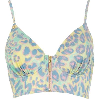Green Pacha animal print corset bikini top