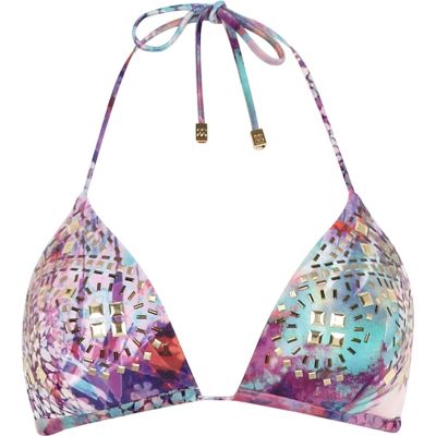 Purple Pacha moulded cup halter bikini top