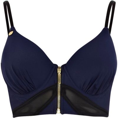 Navy Pacha two tone corset bikini top