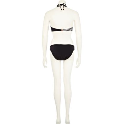 Black and white stripe panel bikini bottoms