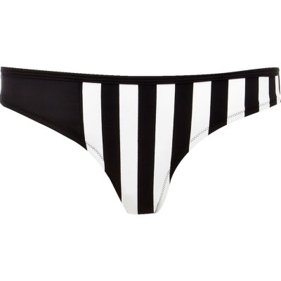 Black and white stripe panel bikini bottoms