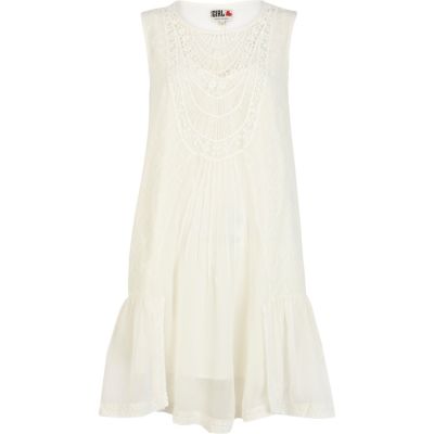 Cream Chelsea Girl lace drop waist dress