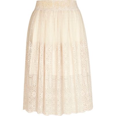 Cream lace midi skirt 