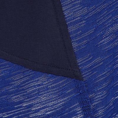 Blue textured contrast panel low scoop vest  