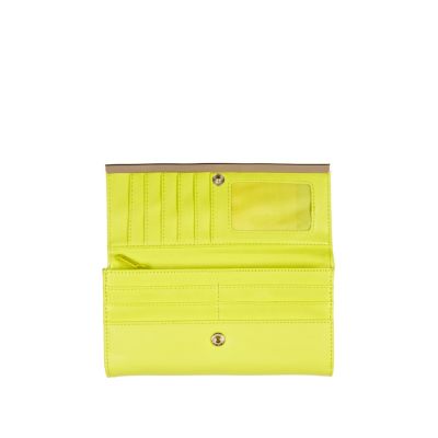 Yellow laser cut clip top purse