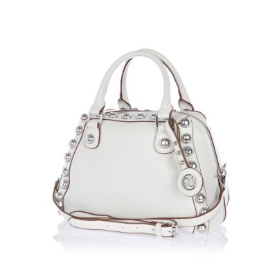 White dome studded bowler bag 