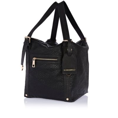 Black tumbled square slouch bag