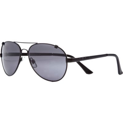 Black metal dark lens aviator sunglasses