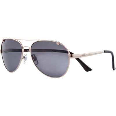Gold tone metal dark lens aviator sunglasses